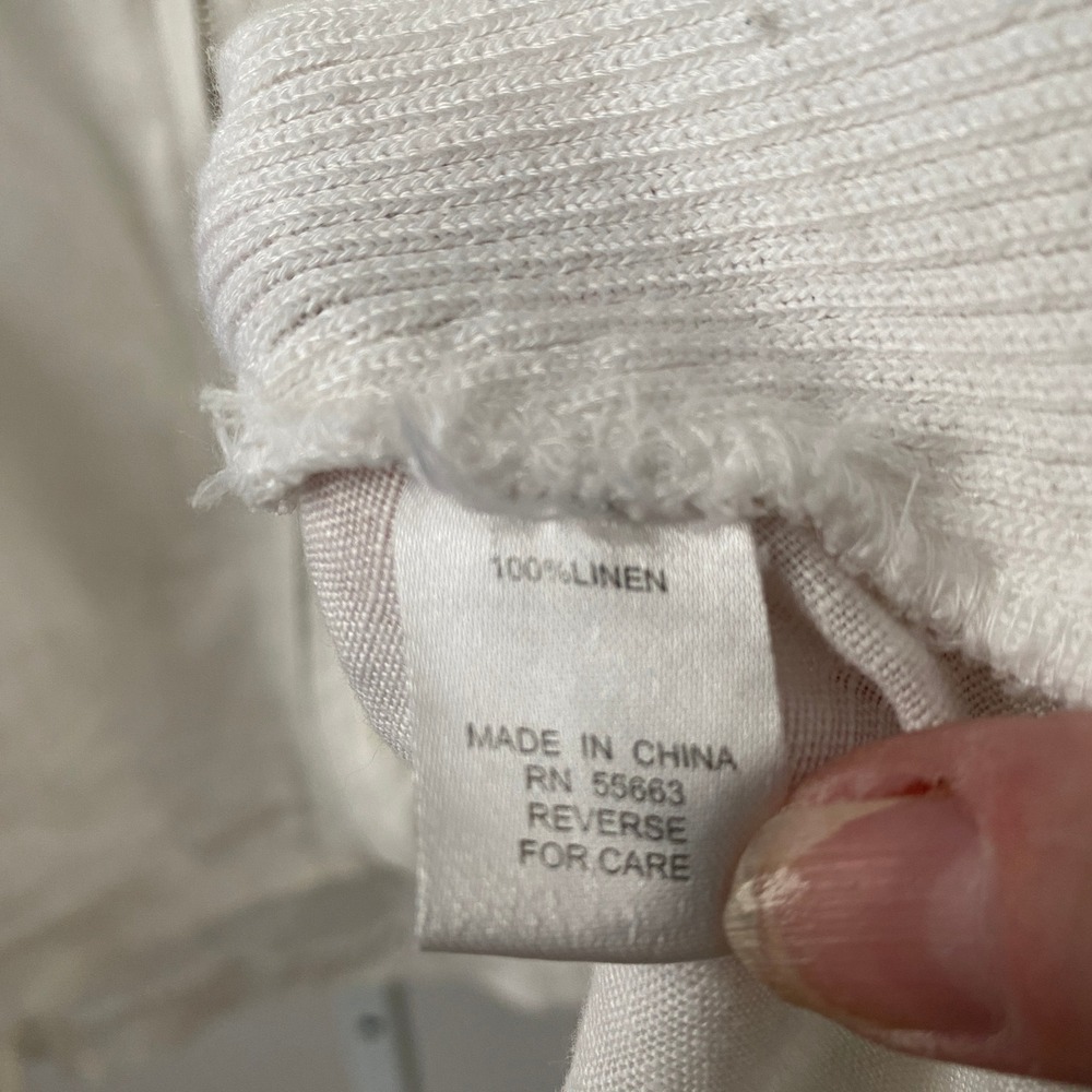 For Cynthia M White 100% Linen Sleeveless Full Zip Vest Ribbed Panel Lagenlook - Picture 6 of 7